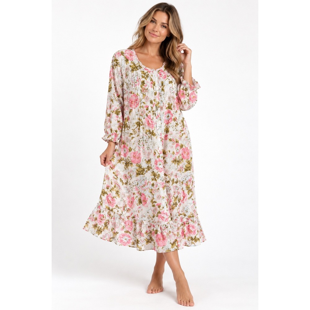 Ella Simone Floral Nightgown Pink Rose Pintuck No size L/Xl